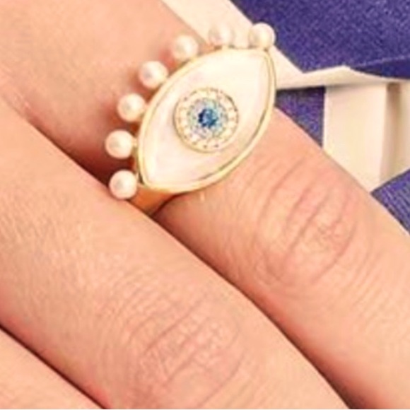 Kate spade gold Evil eye Ring size 8 - Picture 5 of 10
